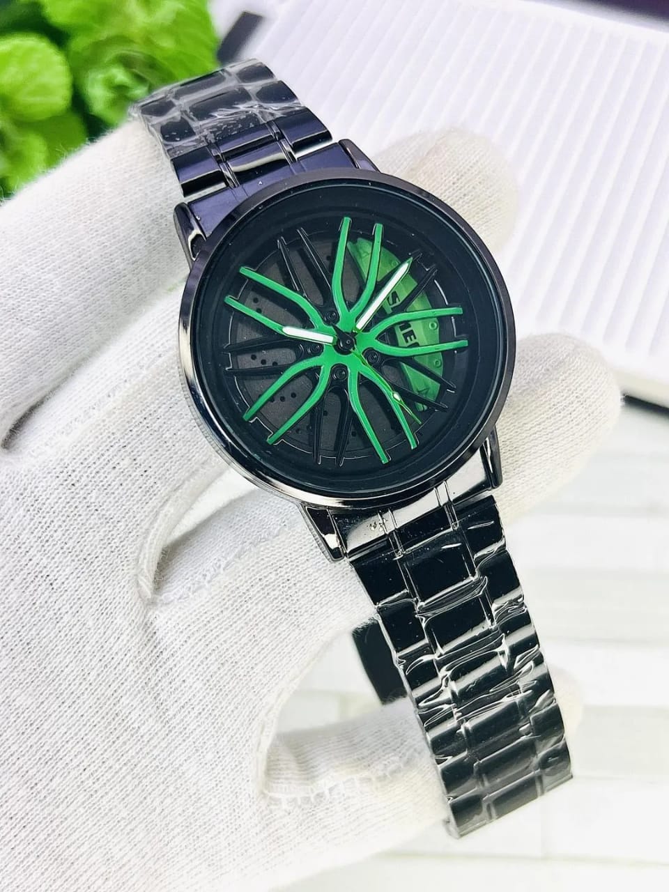 Black Rotatable Rim Watch for Men