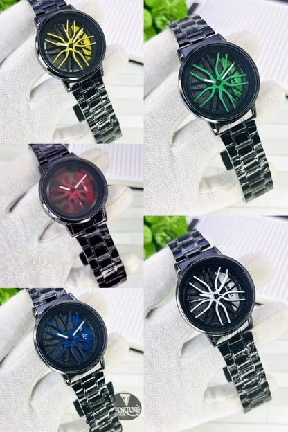 Black Rotatable Rim Watch for Men