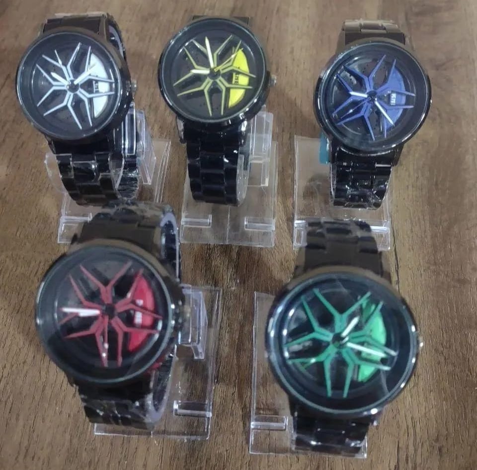 Black Rotatable Rim Watch for Men