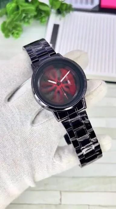 Black Rotatable Rim Watch for Men