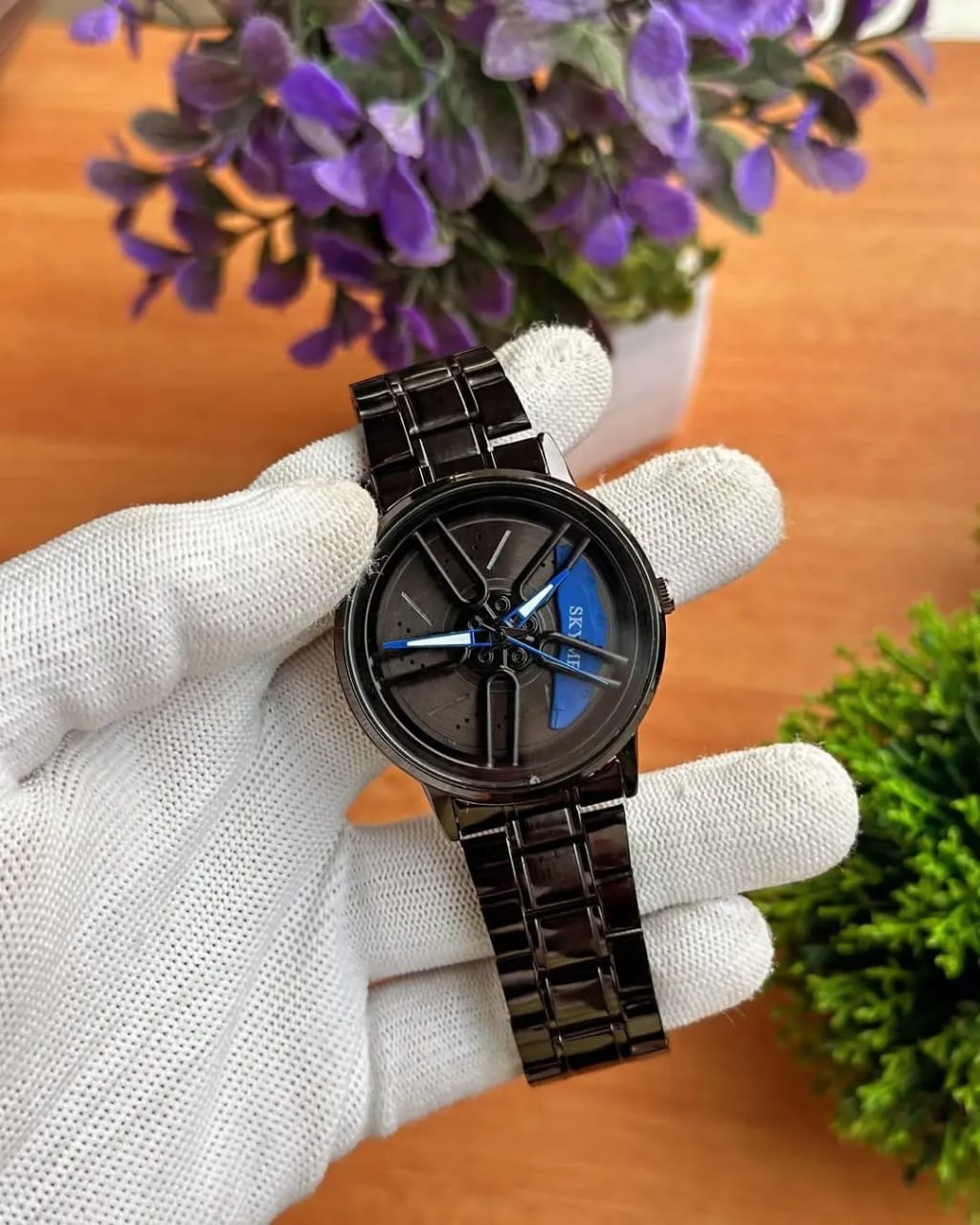 Black Rotatable Rim Watch for Men