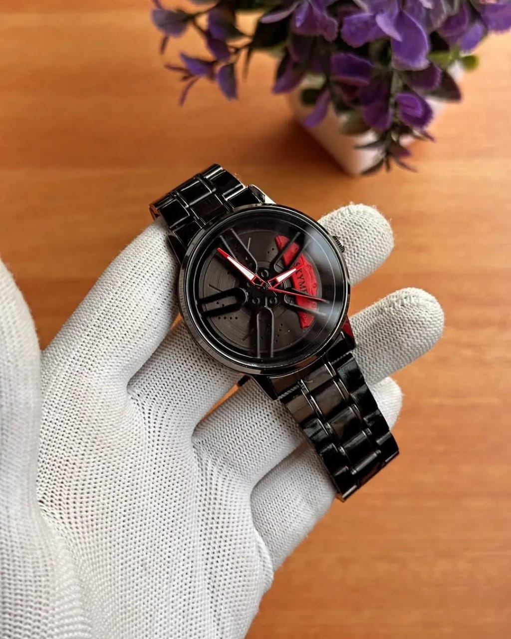 Black Rotatable Rim Watch for Men